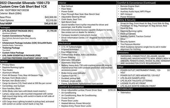 CHEVROLET SILVERADO LTD 2022 1GCPYBEK1NZ130238 image